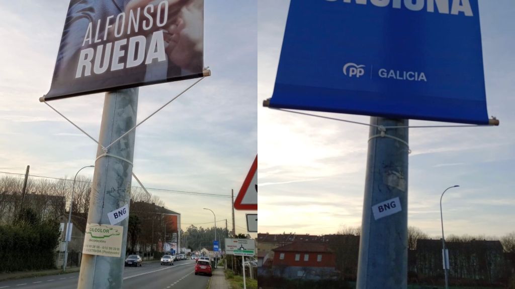 O BNG denuncia que algunhas das farolas nas que tiñan que colocar carteis foron “ocupadas” polo&nbsp;PP