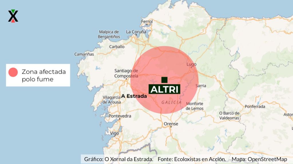 O fume da nova fábrica de Altri podería afectar á&nbsp;Estrada