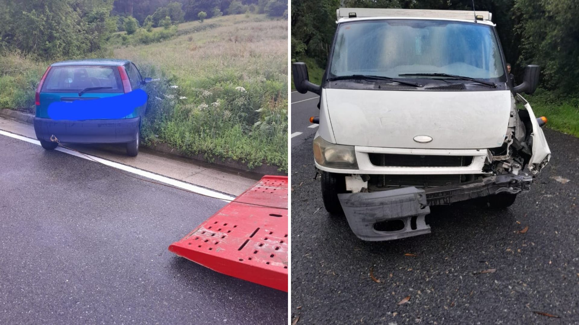 Accidente e saída de vía en San Andrés de Vea