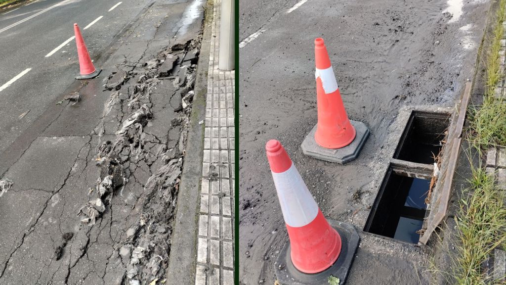 Denuncian que os sumidoiros da N-640 expulsan lixo á&nbsp;estrada