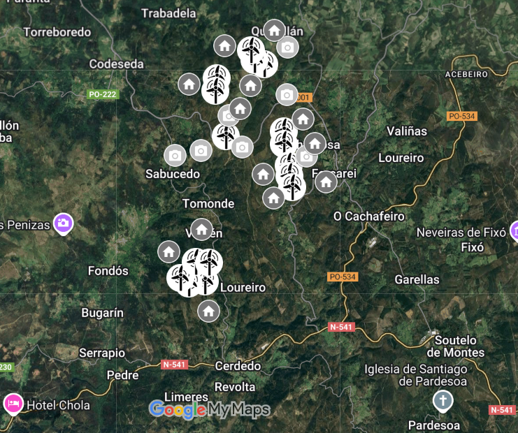 MAPA | A maioría dos aeroxeradores de Ventoburgo colocaránse a menos dun quilómetro das casas