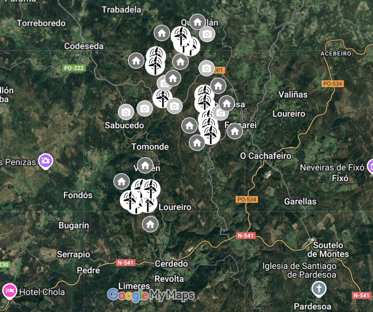 MAPA | A maioría dos aeroxeradores de Ventoburgo colocaránse a menos dun quilómetro das&nbsp;casas
