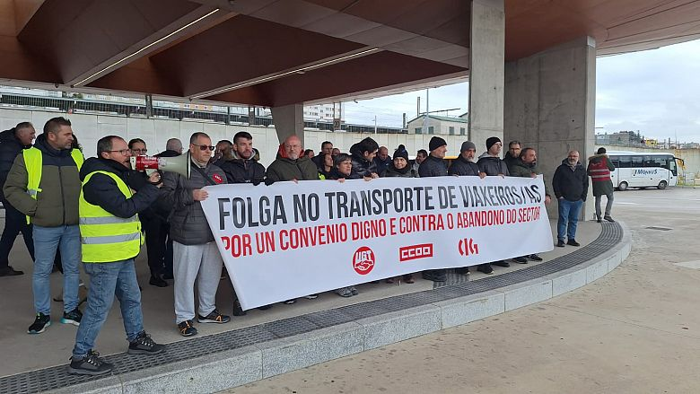 O luns haberá unha nova xornada de folga nos buses con paradas na provincia da Coruña