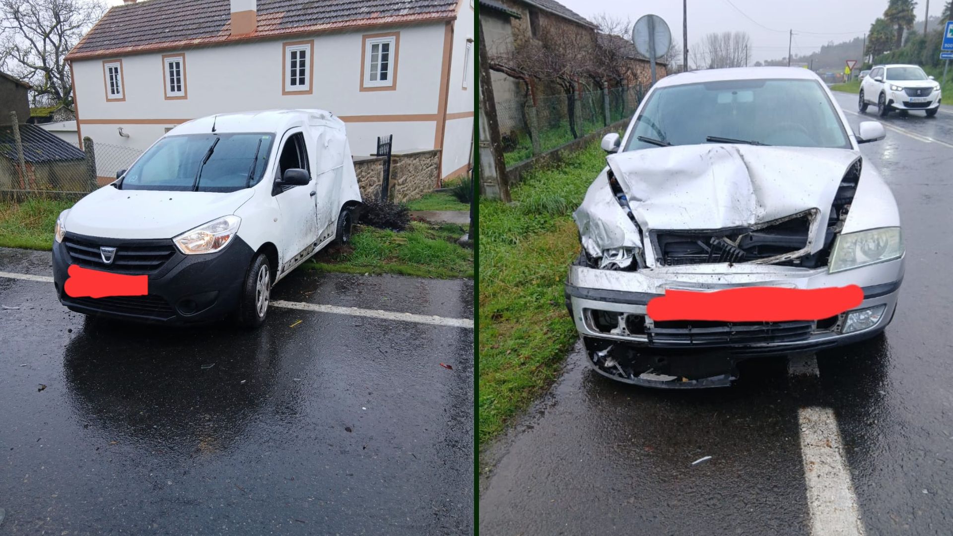 Un coche e unha furgoneta baten en Couso