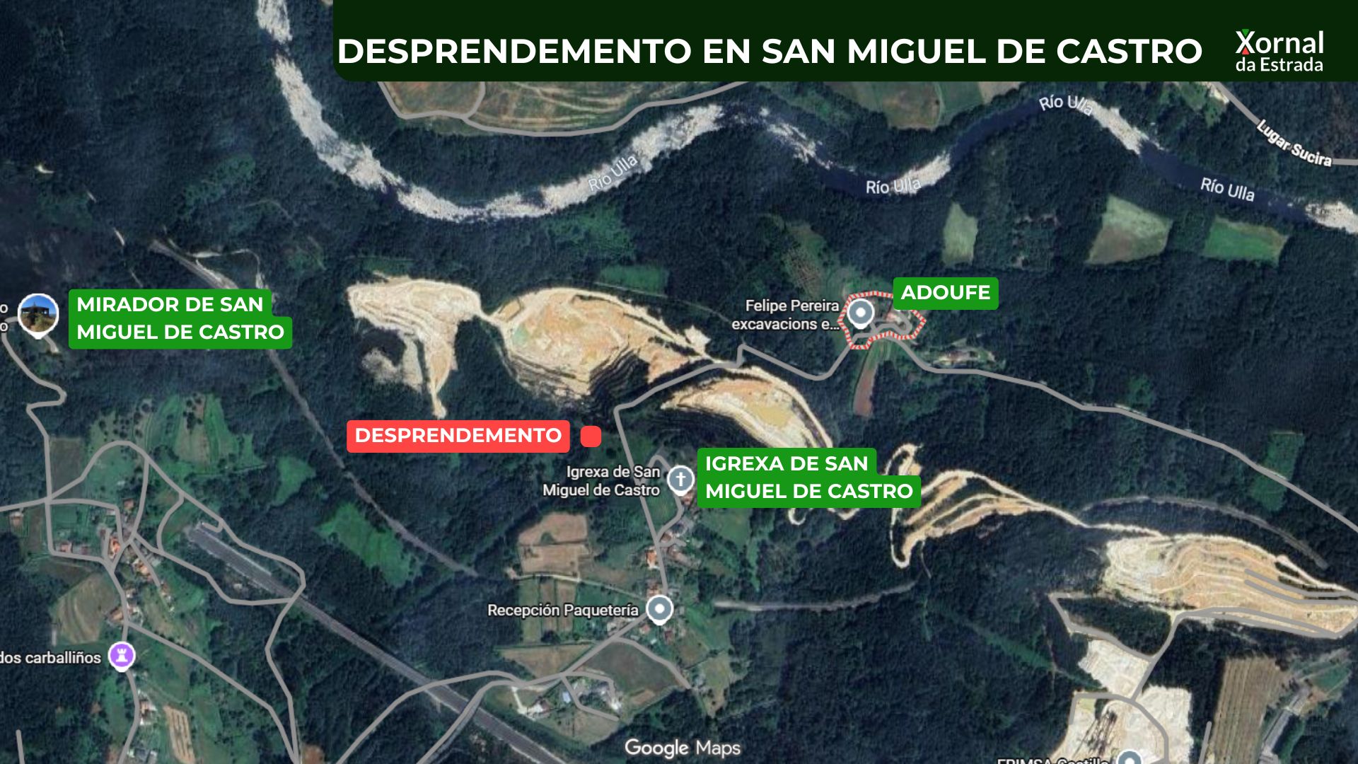 Un desprendemento de terra deixa a cinco veciños de San Miguel de Castro incomunicados