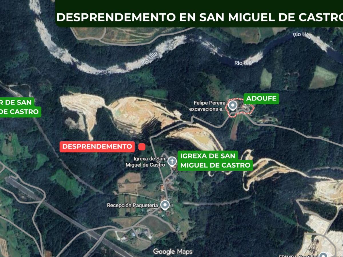 Un desprendemento de terra deixa a cinco veciños de San Miguel de Castro&nbsp;incomunicados